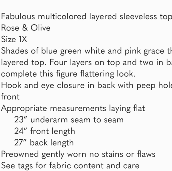 Rose & Olive Sleeveless Shirt with Layering - 1X - Picture 8 of 9